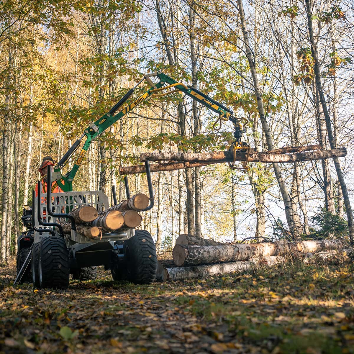 Skogsvogn ATV 3 tonn, med kran 4,2 m